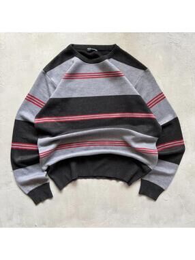 Vintage Y2K Black Grunge Surf Striped Sweater